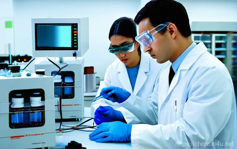 실험 기기 사용법 - Image Prompt 1: Modern Lab Safety and Preparation**
