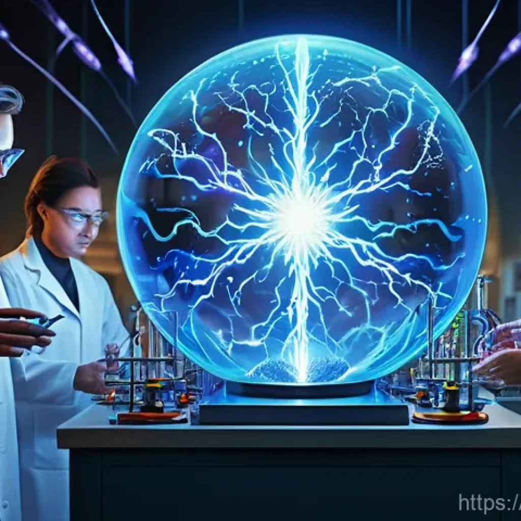 전기화학적 이론 - A vibrant and detailed illustration depicting the fundamental principles of electrochemistry. In the...