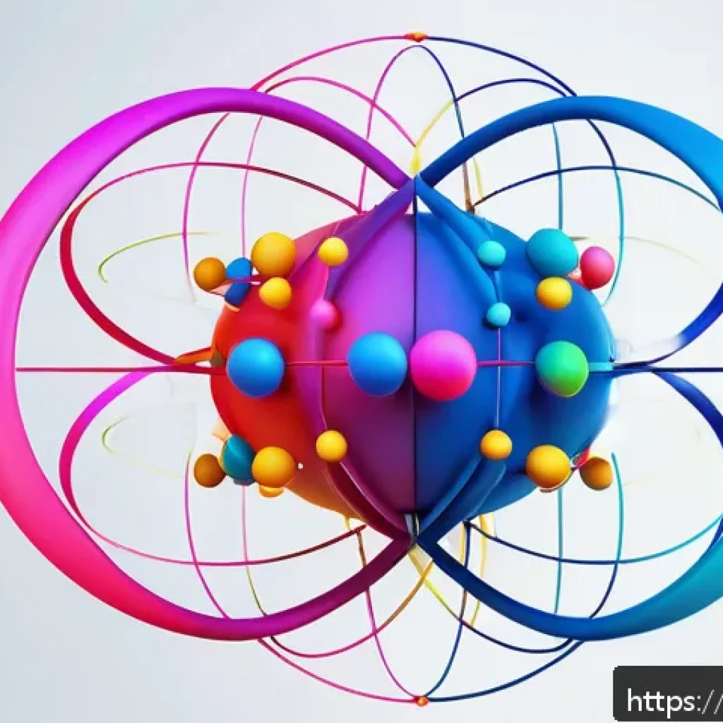 화학의 현대 이론 - A detailed scientific illustration of an atom showcasing its internal structure: a dense nucleus com...