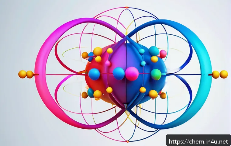 화학의 현대 이론 - A detailed scientific illustration of an atom showcasing its internal structure: a dense nucleus com...