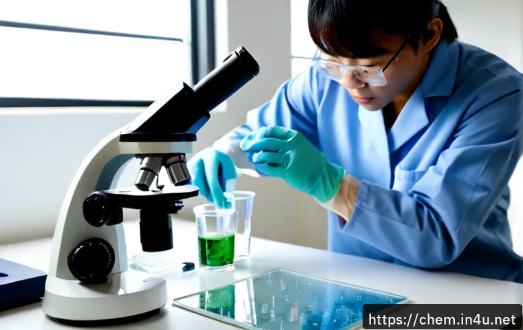 고체 화학 - Photorealistic solid-state chemistry laboratory scene, a scientist in clean protective gloves carefu...